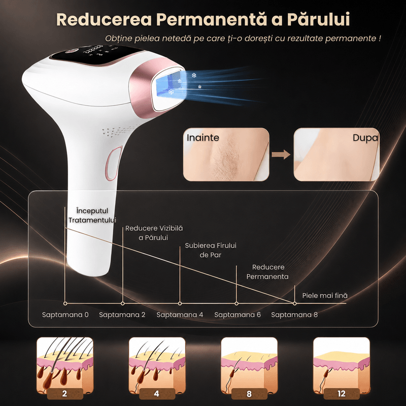 Ingrijire personala si Cosmetice - Aparate si accesorii ingrijire personala - Epilatoare si accesorii - Epilatoare - Epilator IPL , 9 Niveluri ,Moduri HR/SC/RA,Capete Magnetice,Tehnologie de Racire ,999.999 Impulsuri,Epilare Fara Durere - Infinity.ro