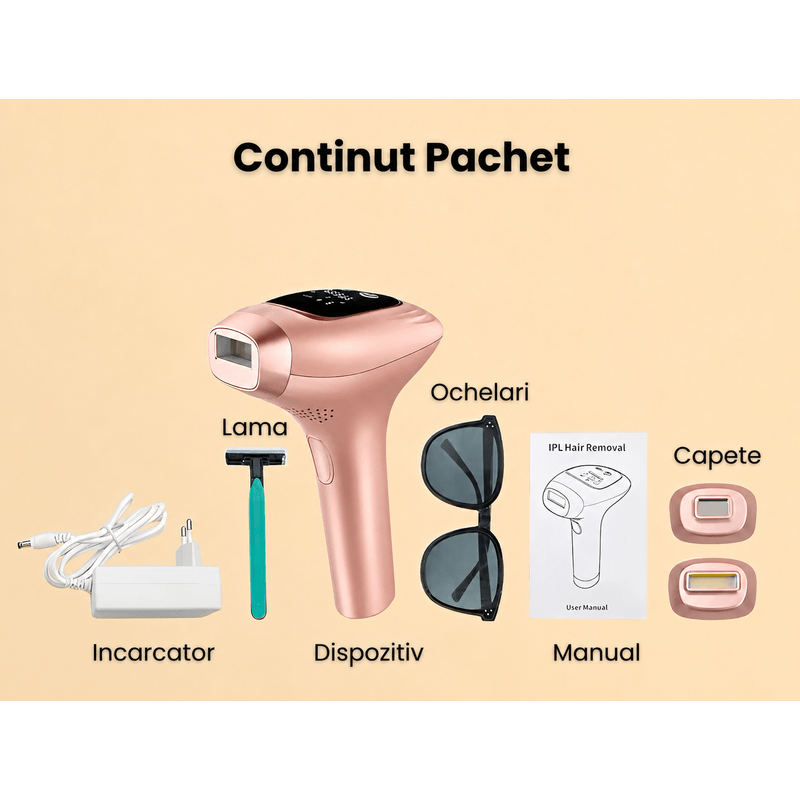 Ingrijire personala si Cosmetice - Aparate si accesorii ingrijire personala - Epilatoare si accesorii - Epilatoare - Epilator IPL, 9 Niveluri de Energie, Moduri HR/SC/RA, Capete Magnetice, Tehnologie de Racire, 999.999 Impulsuri - Infinity.ro