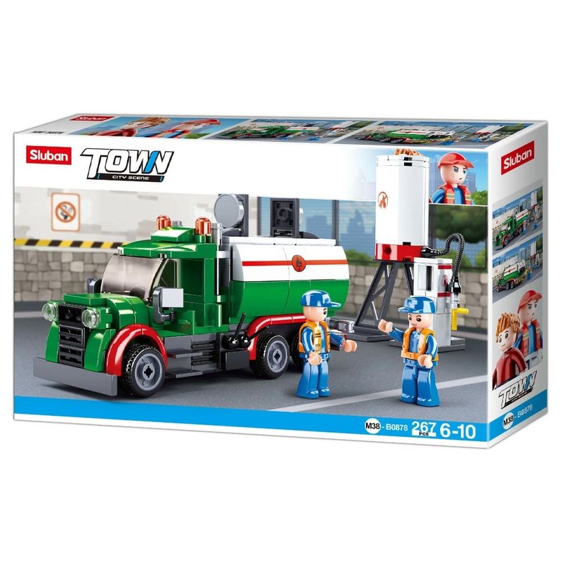 Jucarii, Copii si Bebe - Jucarii si jocuri - Seturi de constructie si cuburi - Seturi de constructie - Set de Constructie Sluban Town Cisterna, 267 Piese, Camion Cisterna, Statie de Alimentare si 2 Figurine Muncitori Mobile - Infinity.ro