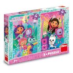 Jucarii, Copii si Bebe - Jucarii si jocuri - Jocuri si puzzle - Puzzle - Set 2 Puzzle-uri Gabby's Dollhouse Disco Party DINO TOYS, 24 si 48 Piese, Licenta Oficiala DreamWorks - Infinity.ro