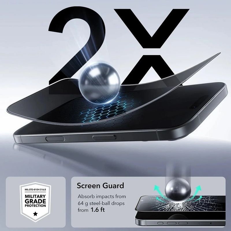 Laptop, Telefoane si Tablete - Telefoane mobile si accesorii - Accesorii Telefoane - Folii protectie telefoane - Folie pentru iPhone 17 Pro (set 3) - ESR Privacy Tempered Glass UltraFit - Black - Infinity.ro