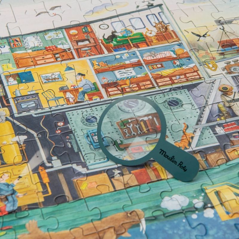 Jucarii, Copii si Bebe - Jucarii si jocuri - Jocuri si puzzle - Puzzle - Puzzle de observatie Sub apa 200 Piese cu poster si lupa Moulin Roty - Infinity.ro