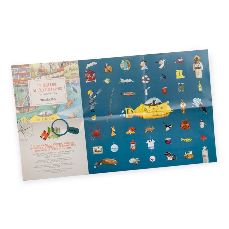 Jucarii, Copii si Bebe - Jucarii si jocuri - Jocuri si puzzle - Puzzle - Puzzle de observatie Sub apa 200 Piese cu poster si lupa Moulin Roty - Infinity.ro