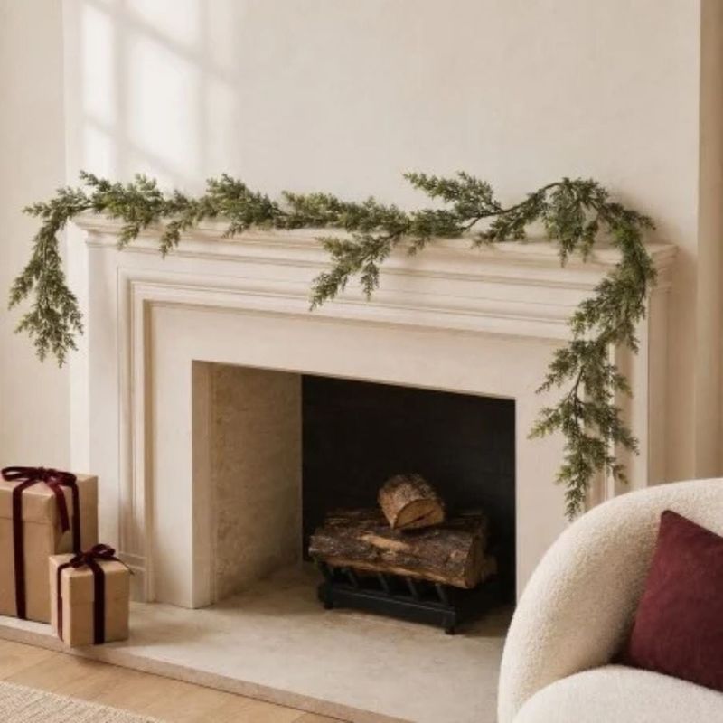 Casa si Gradina - Decoratiuni - Decoratiuni de sezon - Ghirlanda decorativa, de Craciun, crengute de conifer artificial cu aspect natural, verde, 270 cm, WSN33 - Infinity.ro