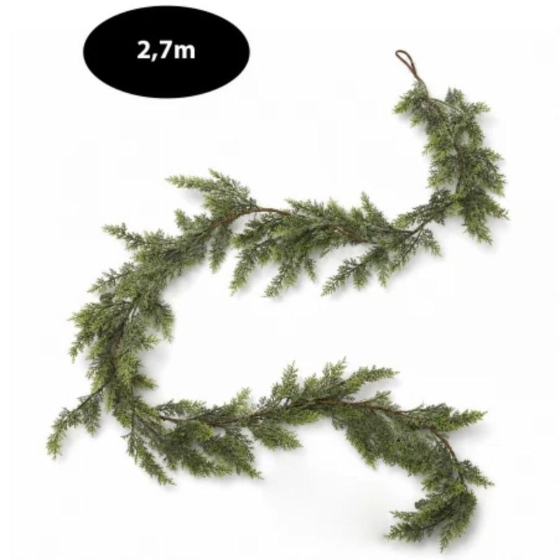 Casa si Gradina - Decoratiuni - Decoratiuni de sezon - Ghirlanda decorativa, de Craciun, crengute de conifer artificial cu aspect natural, verde, 270 cm, WSN33 - Infinity.ro