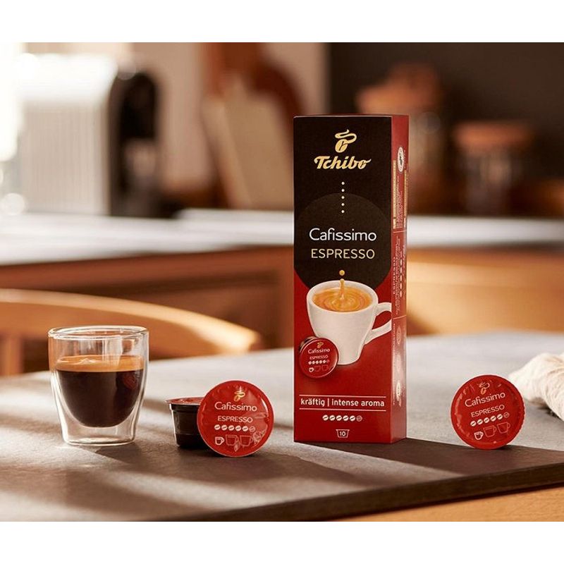 Market - Cafea si ceaiuri - Cafea - Capsule si paduri cafea - Capsule cafea Tchibo Cafissimo Espresso Kräftig Intense Aroma, intensitate 5/6, 80 buc., 600 g - Infinity.ro