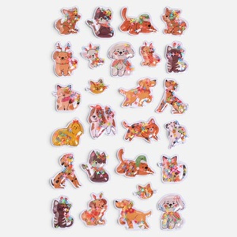 Carti si Birotica - Rechizite - Abtibilduri - Autocolante 3D cu Pisici si Caini cu Confetti, Set Decorativ pentru Copii - Infinity.ro