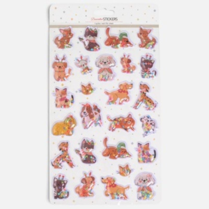 Carti si Birotica - Rechizite - Abtibilduri - Autocolante 3D cu Pisici si Caini cu Confetti, Set Decorativ pentru Copii - Infinity.ro