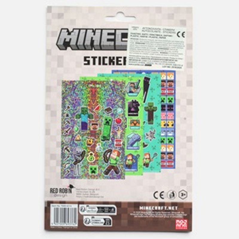 Carti si Birotica - Rechizite - Abtibilduri - Set Autocolante cu Tema Minecraft, 200 buc, 4 Foi, Verde - Infinity.ro