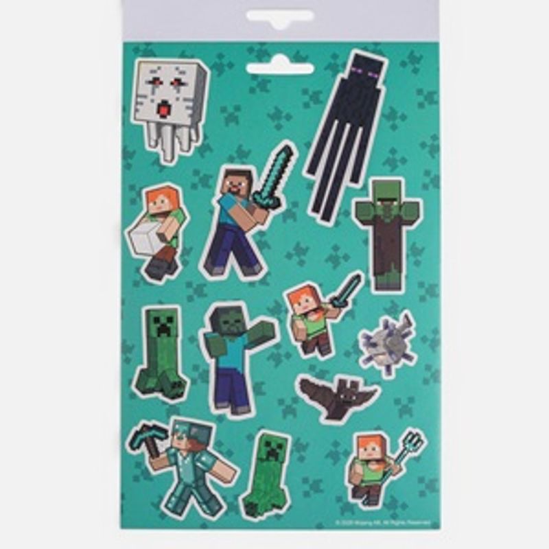 Carti si Birotica - Rechizite - Abtibilduri - Set Autocolante cu Tema Minecraft, 200 buc, 4 Foi, Verde - Infinity.ro