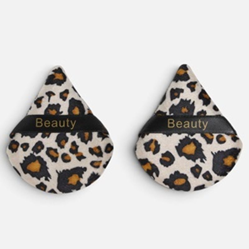 Ingrijire personala si Cosmetice - Machiaj - Aplicatoare si pensule machiaj - Buretei pentru Pudra cu Maner Leopard - Set 2 Bucati - Infinity.ro