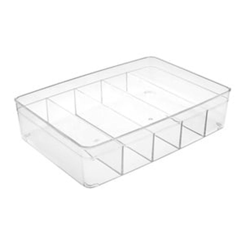 Casa si Gradina - Mobilier - Organizare si depozitare - Organizatoare pentru sertare si dulapuri - Organizator din Plastic Transparent cu 5 Compartimente pentru Sertare, 30x21x7.5 cm - Infinity.ro