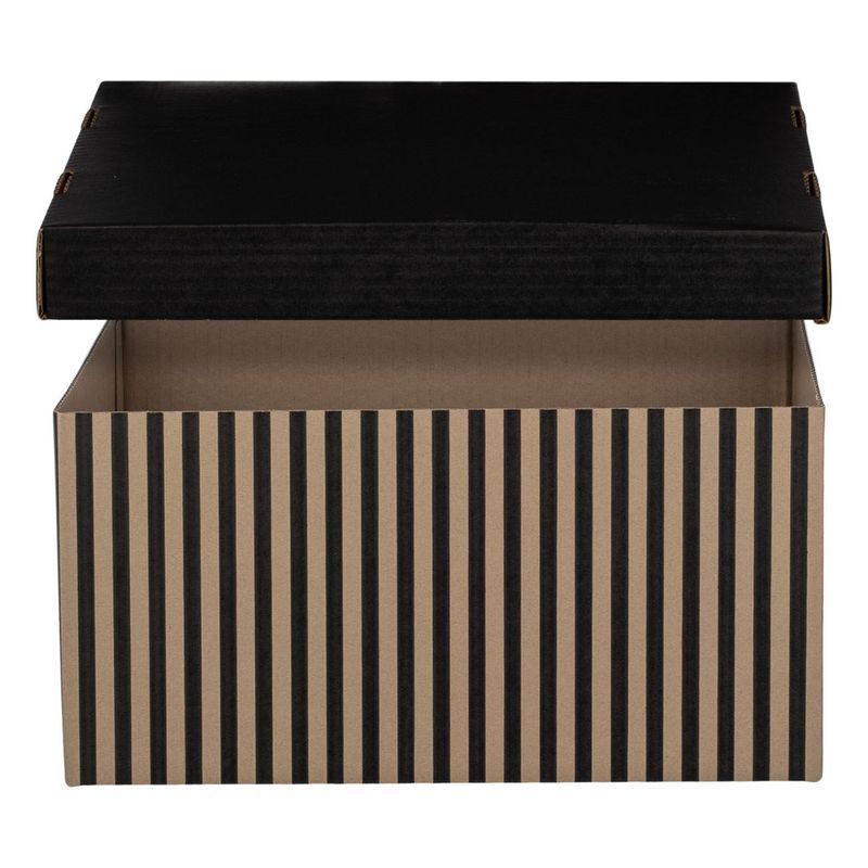 Casa si Gradina - Mobilier - Organizare si depozitare - Cutii depozitare - Set 3 Cutii de Depozitare Carton Pliabile Bej cu Dungi Negre - Infinity.ro