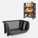 Casa si Gradina - Mobilier - Organizare si depozitare - Cutii depozitare - Cos de Depozitare Perforat din Plastic Antracit Stivuibil - Infinity.ro