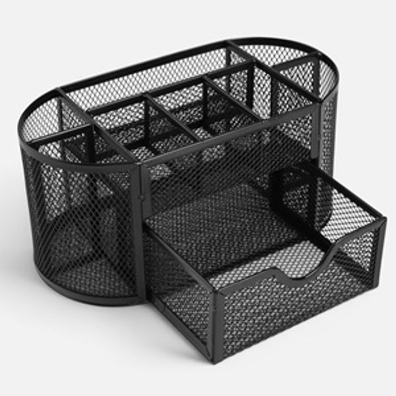 Carti si Birotica - Birotica - Accesorii de birou - Suporturi accesorii birou - Suport Organizator Birou din Metal cu 9 Compartimente si Sertar - Infinity.ro