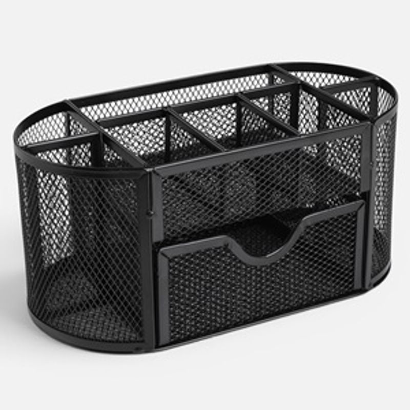 Carti si Birotica - Birotica - Accesorii de birou - Suporturi accesorii birou - Suport Organizator Birou din Metal cu 9 Compartimente si Sertar - Infinity.ro