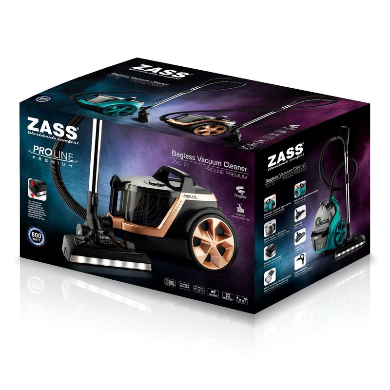 Electronice si Electrocasnice/Ingrijirea locuintei/Aspiratoare - Aspirator ciclonic, fara sac Zass ZVC 22, turcoaz - Infinity.ro