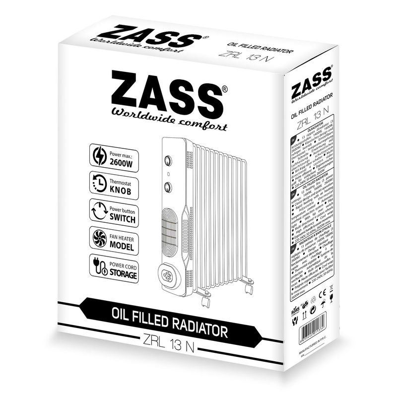 Casa si Gradina - Termice - Climatizare si ventilatie - Calorifer electric cu ulei Zass ZRL 13 N, alb-negru - Infinity.ro
