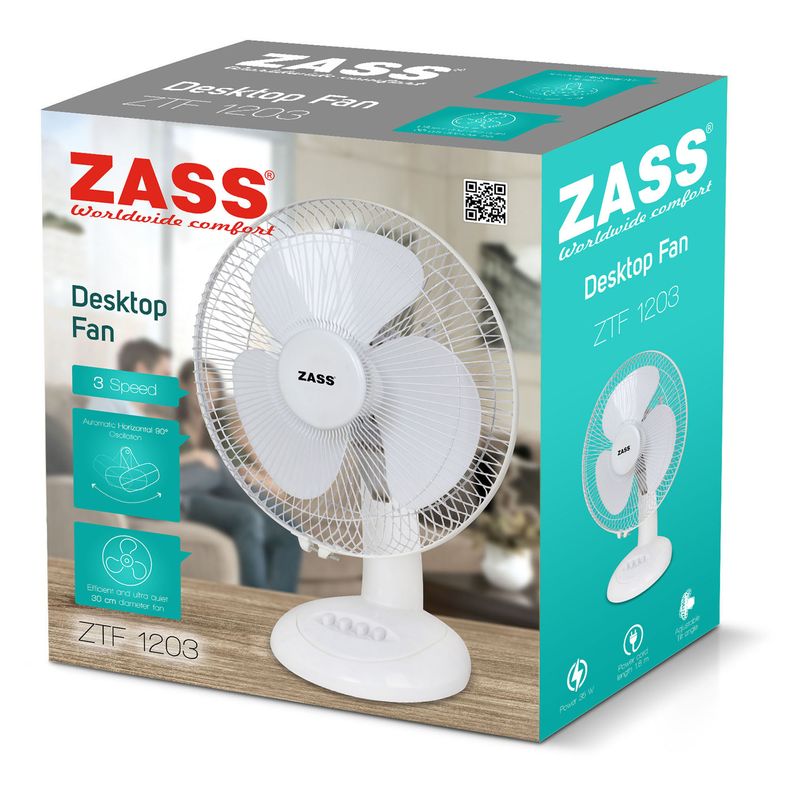 Casa si Gradina - Termice - Climatizare si ventilatie - Ventilator de masa Zass ZTF 1203, alb - Infinity.ro