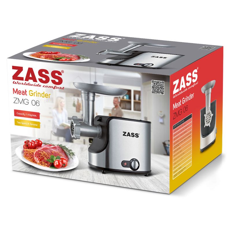 Electronice si Electrocasnice - Electrocasnice bucatarie - Mixere, tocatoare & roboti de bucatarie - Masini de tocat - Masina de tocat carne Zass ZMG 06, argintiu - Infinity.ro