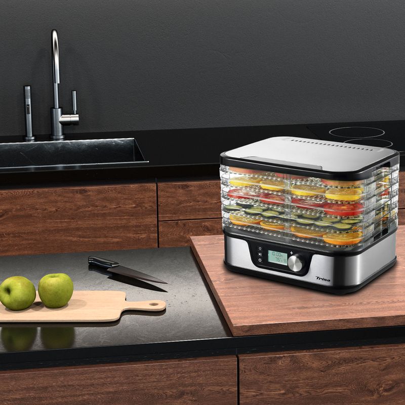 Electronice si Electrocasnice/Electrocasnice bucatarie/Aparate de gatit & desert/Deshidratoare - Deshidrator fructe si legume Trisa Healthy Snack 7772.7510, negru - Infinity.ro