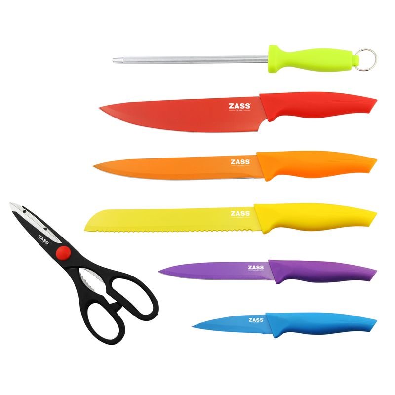 Casa si Gradina - Bucatarie si vesela - Vesela si tacamuri - Cutite si seturi de cutite - Set cutite + Ustensile de bucatarie Zass Gourmet ZG-KS 07, multicolor - Infinity.ro