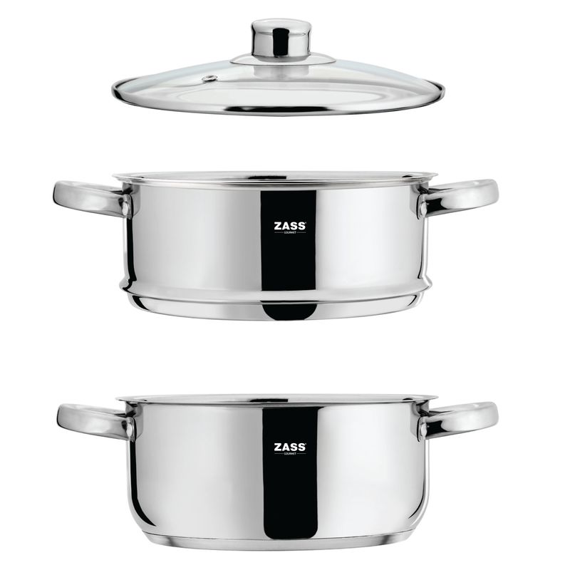 Casa si Gradina - Bucatarie si vesela - Vase pentru gatit - Oale si cratite - Set de gatit sub Aburi din Inox Zass Gourmet ZG-SSS 01, inox - Infinity.ro