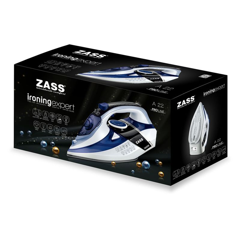 Electronice si Electrocasnice - Ingrijirea tesaturilor - Fiare de calcat - Fier de calcat cu abur Zass A 22, alb-albastru - Infinity.ro