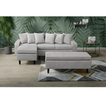 Casa si Gradina - Mobilier - Canapele si coltare - Canapele - Canapea cu taburet, gri deschis, model stanga, KELLY - Infinity.ro