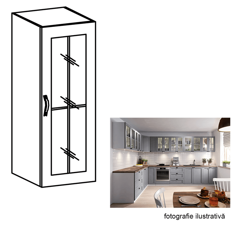 Casa si Gradina - Mobilier - Comode si corpuri - Corpuri bucatarie - Cabinet superior, alb/gri mat, model dreapta, LAYLA W40S - Infinity.ro