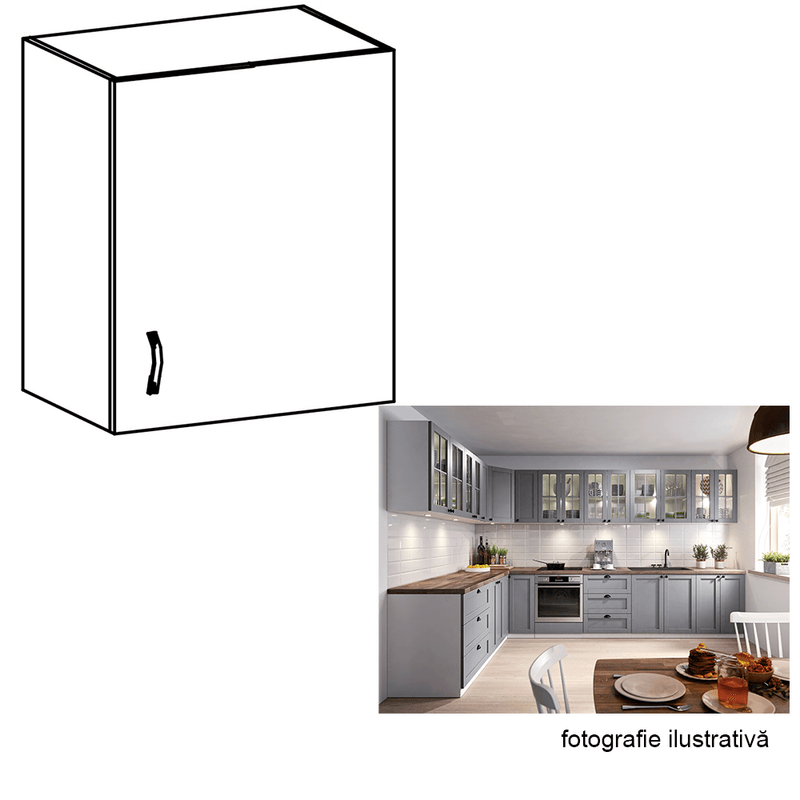 Casa si Gradina - Mobilier - Comode si corpuri - Corpuri bucatarie - Cabinet superior, alb/gri mat, model dreapta, LAYLA G601F - Infinity.ro