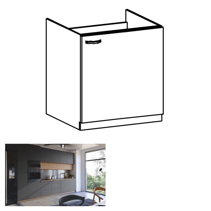 Casa si Gradina - Mobilier - Dulapuri si sifoniere - Dulapuri - Dulap pt. chiuveta, stejar artizanal / gri mat, dreapta, LANGEN D60Z - Infinity.ro