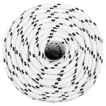 Casa si Gradina - Constructii - Feronerie si accesorii - Sfoara si lanturi - Franghie impletita pentru barca, alb, 14 mm x 25 m, poliester - Infinity.ro