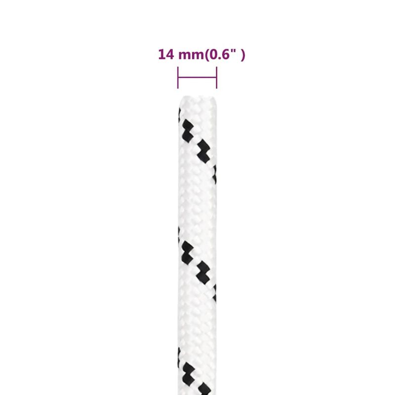 Casa si Gradina - Constructii - Feronerie si accesorii - Sfoara si lanturi - Franghie impletita pentru barca, alb, 14 mm x 25 m, poliester - Infinity.ro