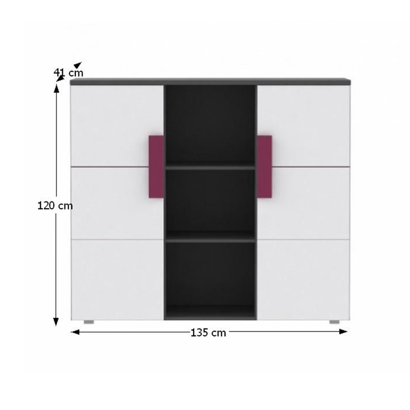 Casa si Gradina - Mobilier - Comode si corpuri - Comode - Comoda combinata, gri/alba/mov, LOBETE 43 - Infinity.ro