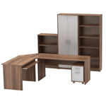 Casa si Gradina - Mobilier - Seturi de mobilier - Seturi mese si scaune - Set pentru birou, prun/alb, JOHAN 2 NEW - Infinity.ro
