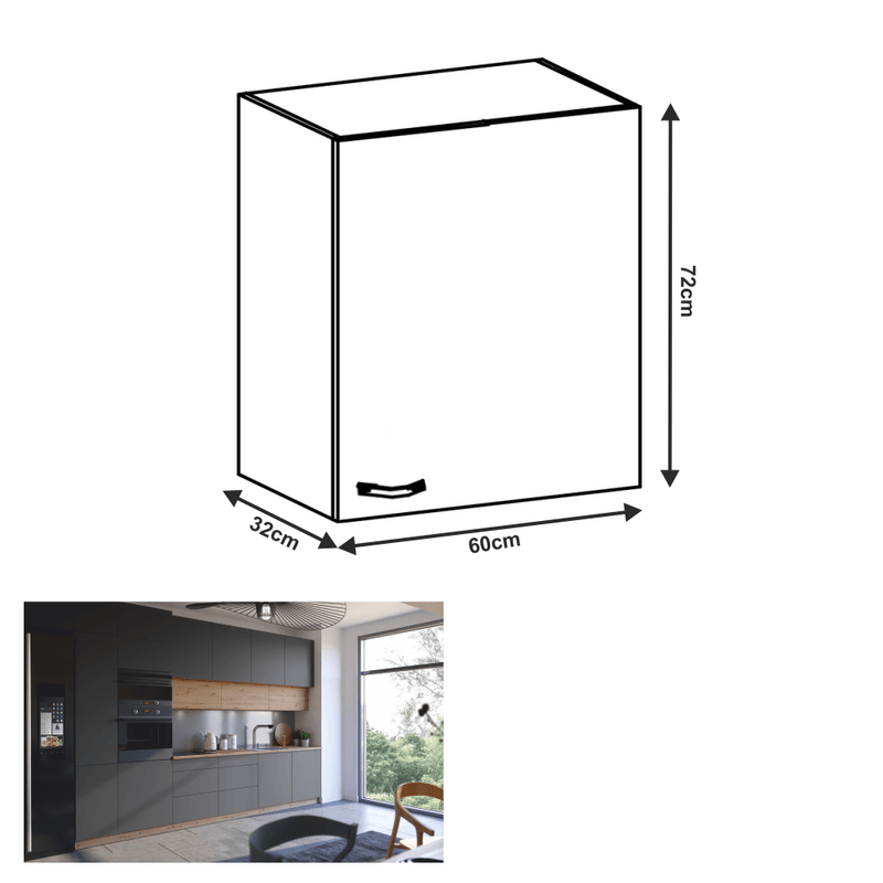 Casa si Gradina - Mobilier - Dulapuri si sifoniere - Dulapuri - Dulap superior, stejar artizanal / gri mat, dreapta, LANGEN G60 - Infinity.ro