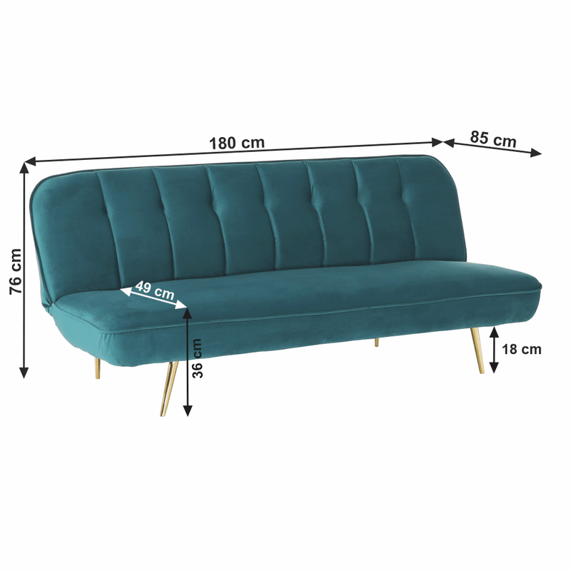 Casa si Gradina - Mobilier - Canapele si coltare - Canapele - Canapea extensibila, catifea Velvet petrol/cromat-auriu, RODANA - Infinity.ro