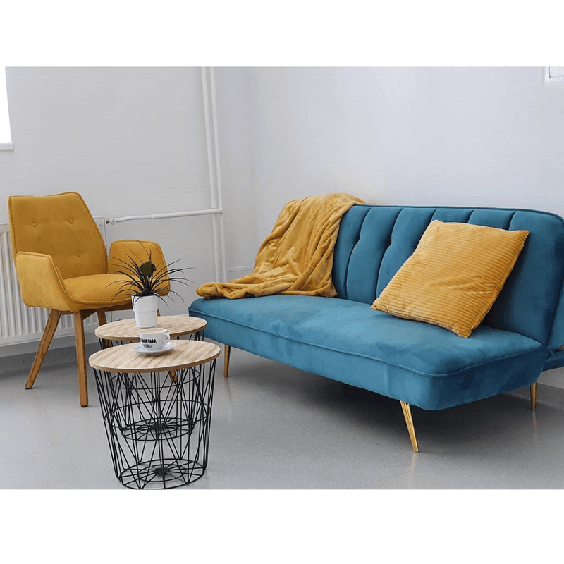 Casa si Gradina - Mobilier - Canapele si coltare - Canapele - Canapea extensibila, catifea Velvet petrol/cromat-auriu, RODANA - Infinity.ro