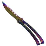 Sport si Outdoor/Camping/Cutite, bricege si accesorii/Cutite si bricege - Set briceag butterfly, multicolor, 25 cm si cutit karambit, Rainbow, 19 cm, Otel inoxidabil - Infinity.ro