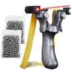 Sport si Outdoor - Camping - Accesorii camping si drumetii - Set prastie cu laser IdeallStore®, Sling King, plastic, 11.5 cm, cu boloboc, argintiu si 200 bile metalice - Infinity.ro