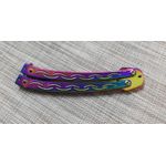 Sport si Outdoor/Camping/Cutite, bricege si accesorii/Cutite si bricege - Set briceag butterfly, multicolor, 25 cm si cutit karambit, Rainbow, 19 cm, Otel inoxidabil - Infinity.ro