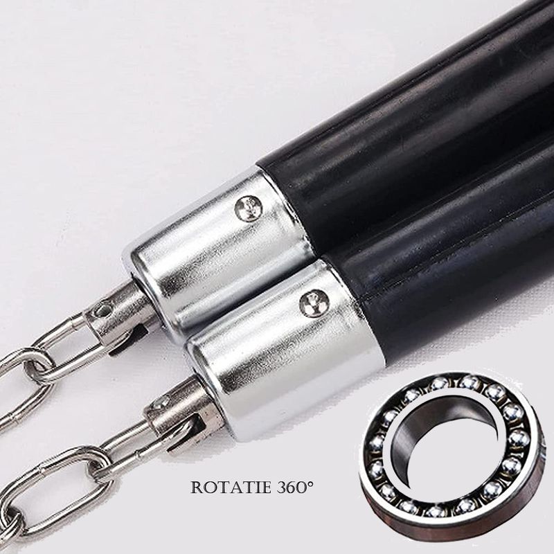 Sport si Outdoor - Sporturi de contact - Produse autoaparare - Nunceag-nunchucku IdeallStore®, cauciuc, prindere lant, negru, 30 cm - Infinity.ro