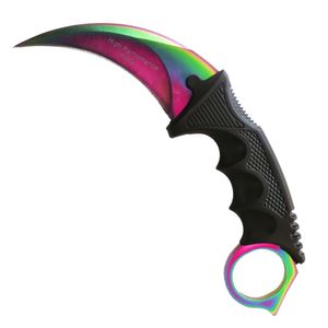 Cutit de vanatoare IdeallStore®, Karambit tip CS:GO, multicolor, teaca cu snur inclusa