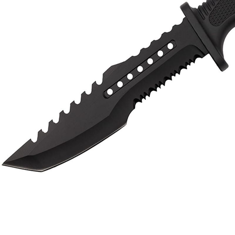 Sport si Outdoor - Camping - Cutite, bricege si accesorii - Cutite si bricege - Cutit de vanatoare IdeallStore®, Survival Spirit, otel inoxidabil, amnar, 30.5 cm, negru, teaca inclusa - Infinity.ro