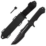 Sport si Outdoor - Camping - Cutite, bricege si accesorii - Cutite si bricege - Cutit de vanatoare IdeallStore®, Survival Spirit, otel inoxidabil, amnar, 30.5 cm, negru, teaca inclusa - Infinity.ro