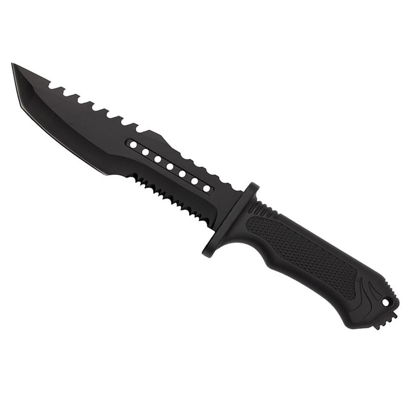 Sport si Outdoor - Camping - Cutite, bricege si accesorii - Cutite si bricege - Cutit de vanatoare IdeallStore®, Survival Spirit, otel inoxidabil, amnar, 30.5 cm, negru, teaca inclusa - Infinity.ro