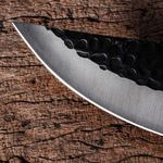 Sport si Outdoor/Camping/Cutite, bricege si accesorii/Cutite si bricege - Cutit japonez lucrat manual, otel inoxidabil, 27.5 cm, negru, teaca piele inclusa - Infinity.ro