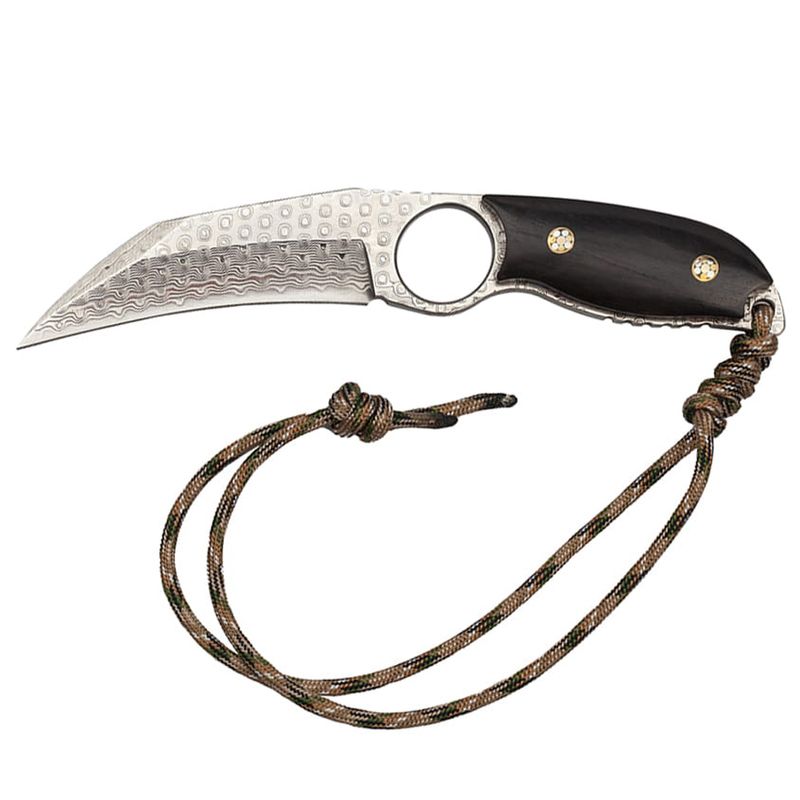 Sport si Outdoor - Camping - Cutite, bricege si accesorii - Cutite si bricege - Cutit de vanatoare IdeallStore®, Apache Saviour, negru, 18 cm, otel damasc, teaca piele - Infinity.ro