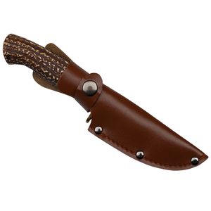 Cutit de vanatoare IdeallStore®, Bone Density, 21 cm, argintiu, teaca piele